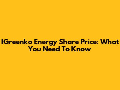 IGreenko Energy Share Price: What You Need To Know