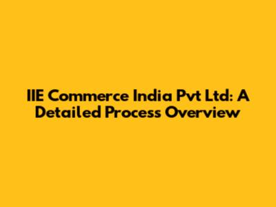 IIE Commerce India Pvt Ltd: A Detailed Process Overview