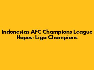 Indonesia's AFC Champions League Hopes: Liga Champions