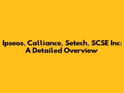 Ipseos, Calliance, Setech, SCSE Inc: A Detailed Overview