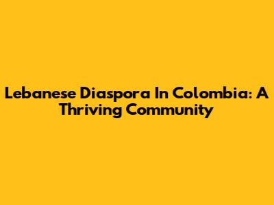 Lebanese Diaspora In Colombia: A Thriving Community