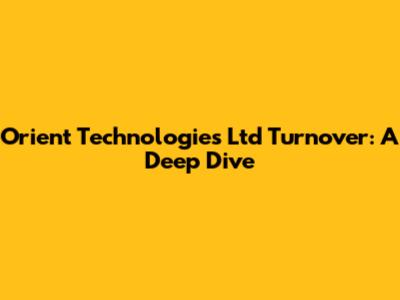 Orient Technologies Ltd Turnover: A Deep Dive