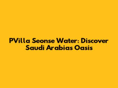 PVilla Seonse Water: Discover Saudi Arabia's Oasis
